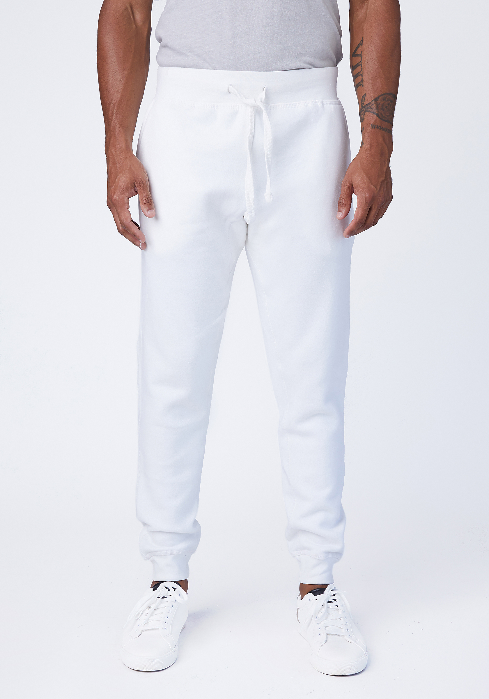 white cotton joggers