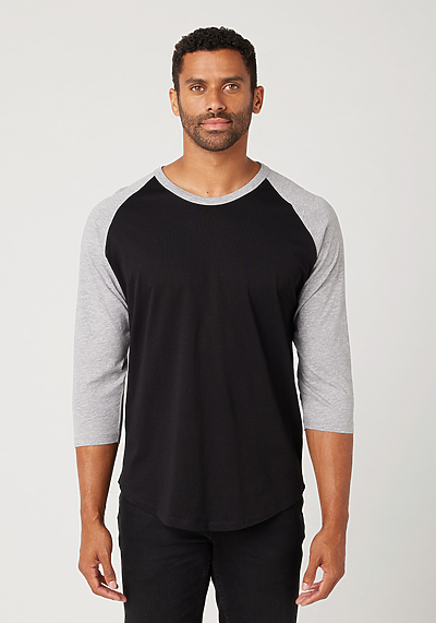 Dallas Penguins (Original) - Baseball Shirt, Heather Grey/Black / Adult XL / 3/4 Sleeve Baseball Shirt